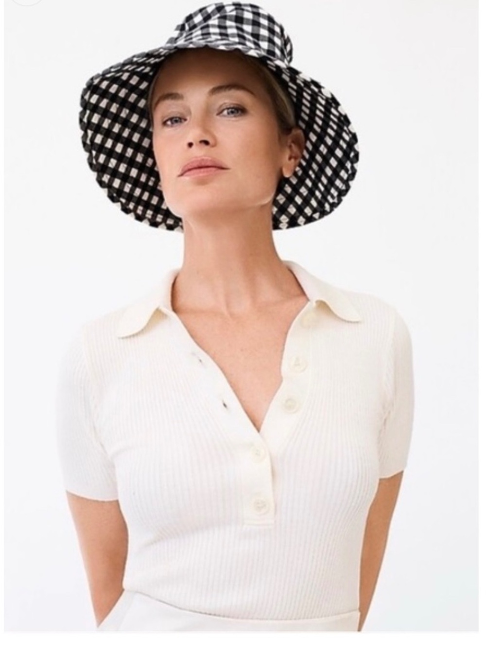 NWT J. Crew Bucket Hat Black and White Gingham